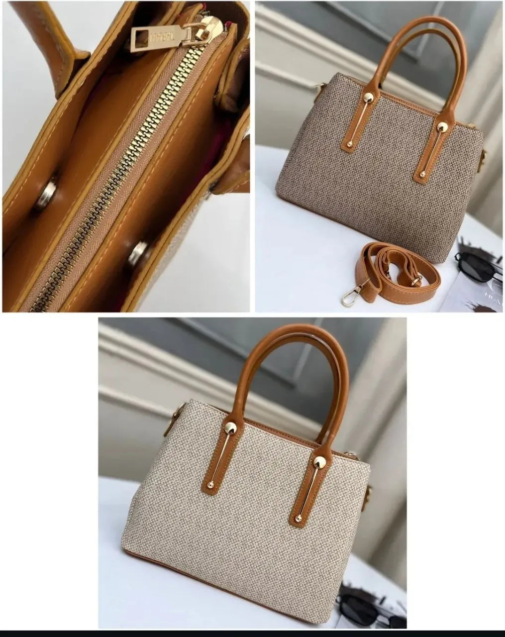 Henkeltasche "Grace" im Mid-Century Look - Cognac