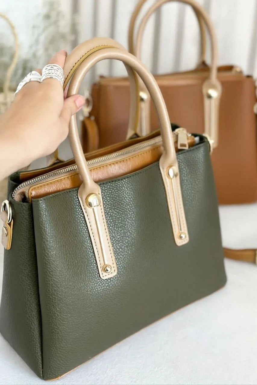 Henkeltasche "Grace" im Mid-Century Look - Cognac
