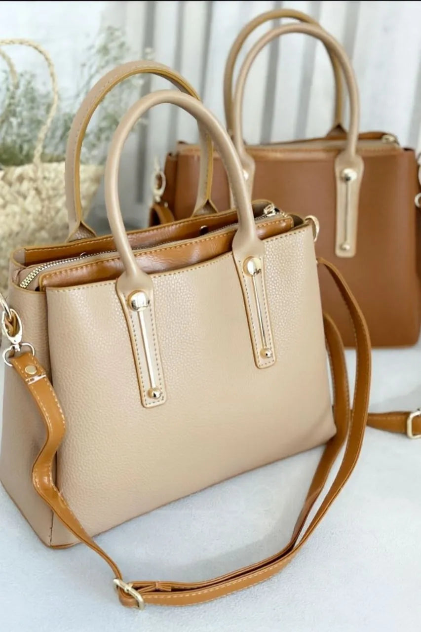 Henkeltasche "Grace" im Mid-Century Look - Cognac