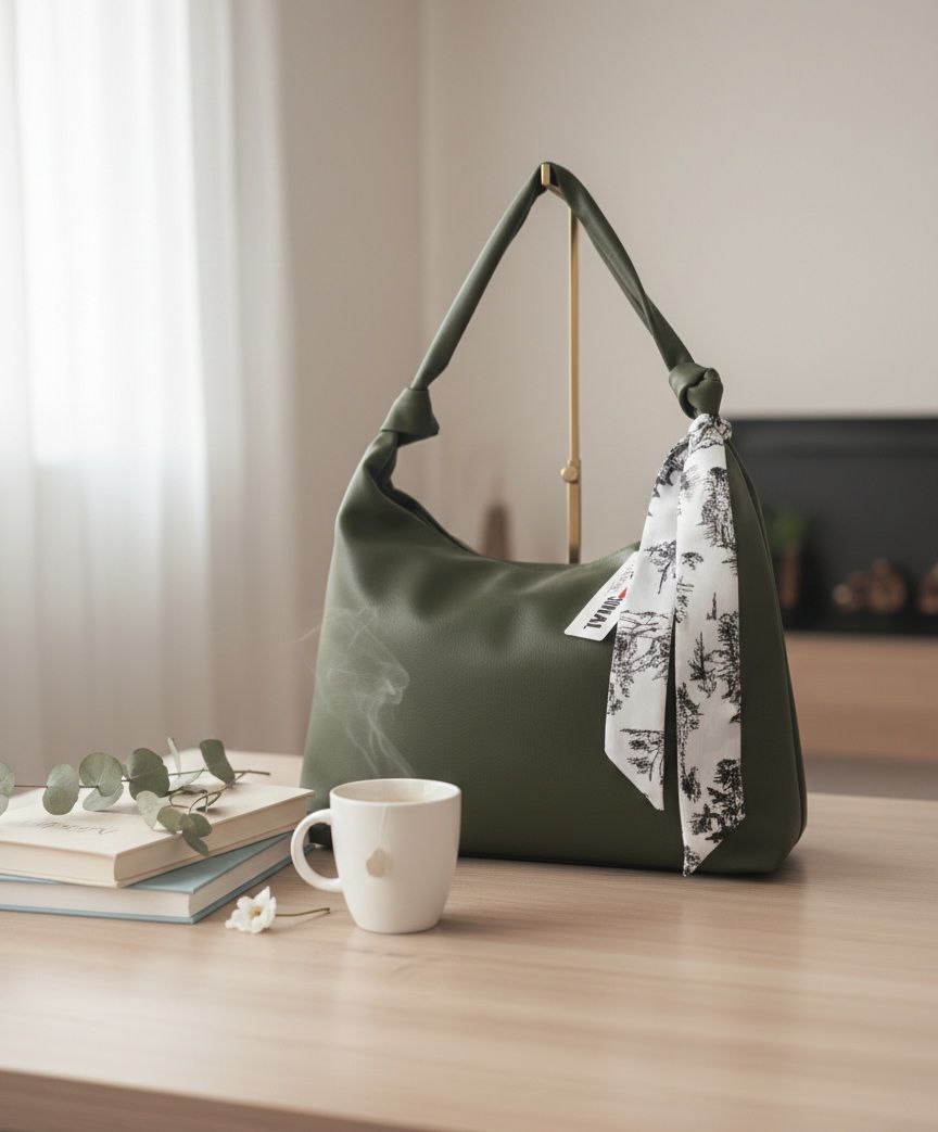 Hobo Bag Liva mit Knotendetails – sand